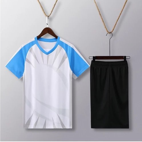 White with blue sleeves