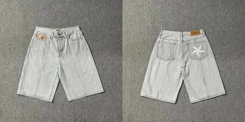 Grey denim shorts