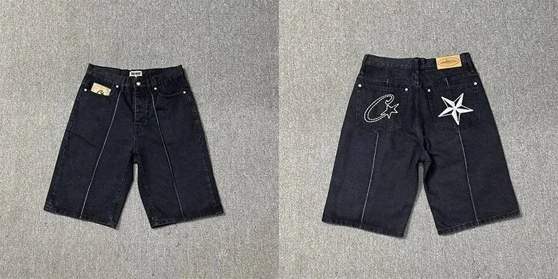 Black denim shorts