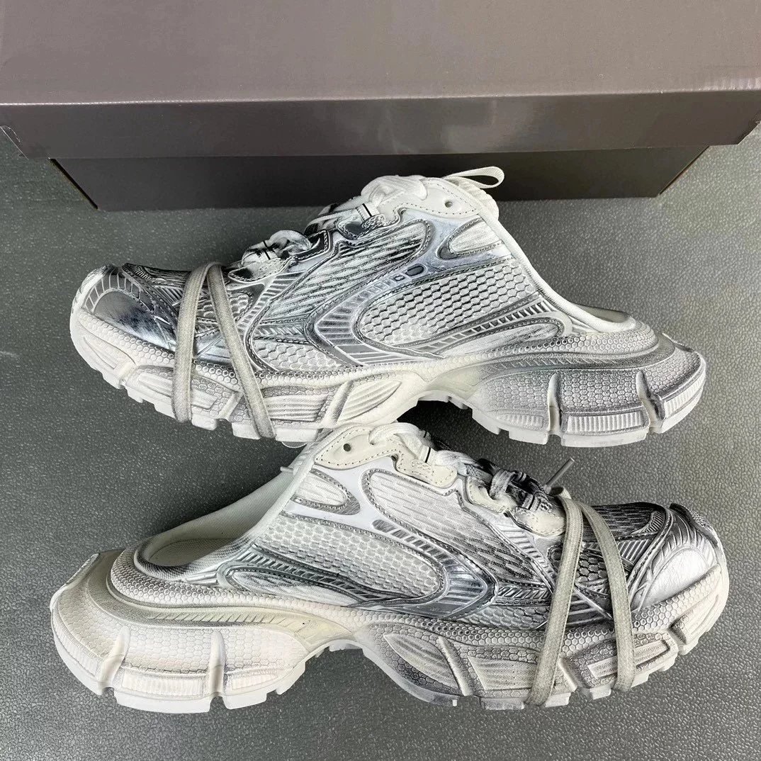 3XL all-white half-slippers