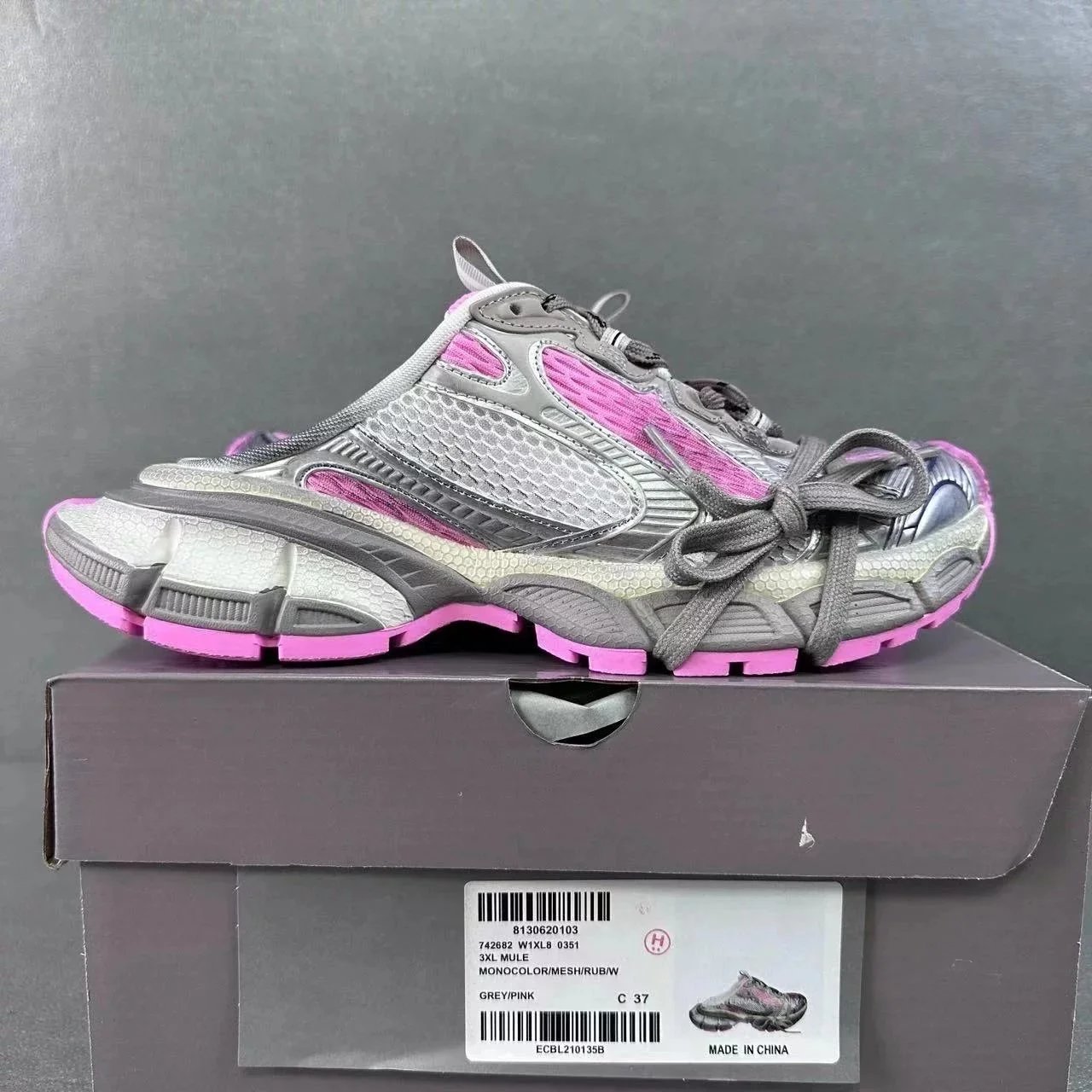 3XL gray-pink half-slipper