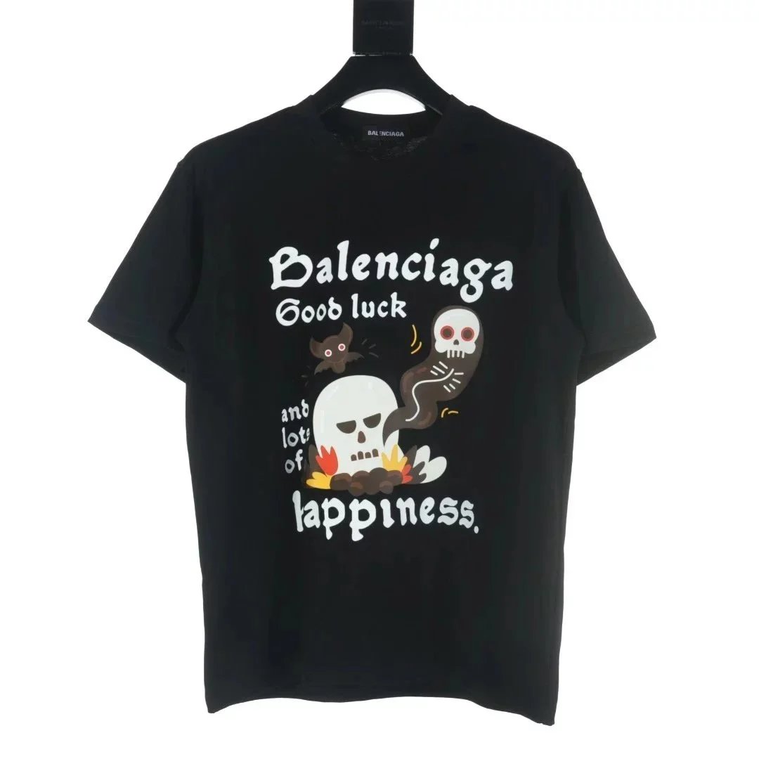 BLCG Skull Bat Letter Print Short Sleeve Tee