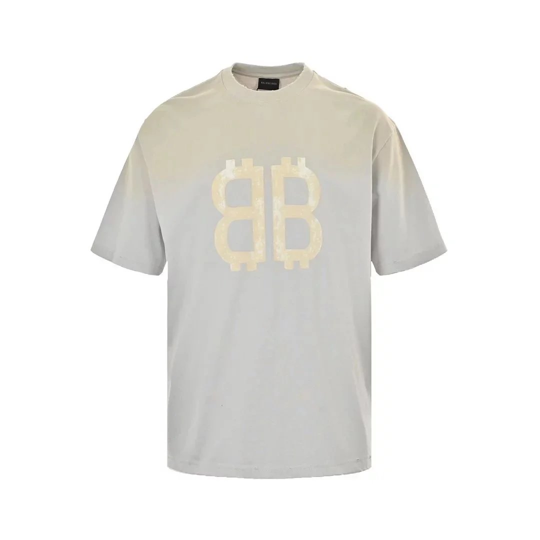 Bitcoin Double B Mud Dyed Spray Painting Hole to Do Old Short Sl