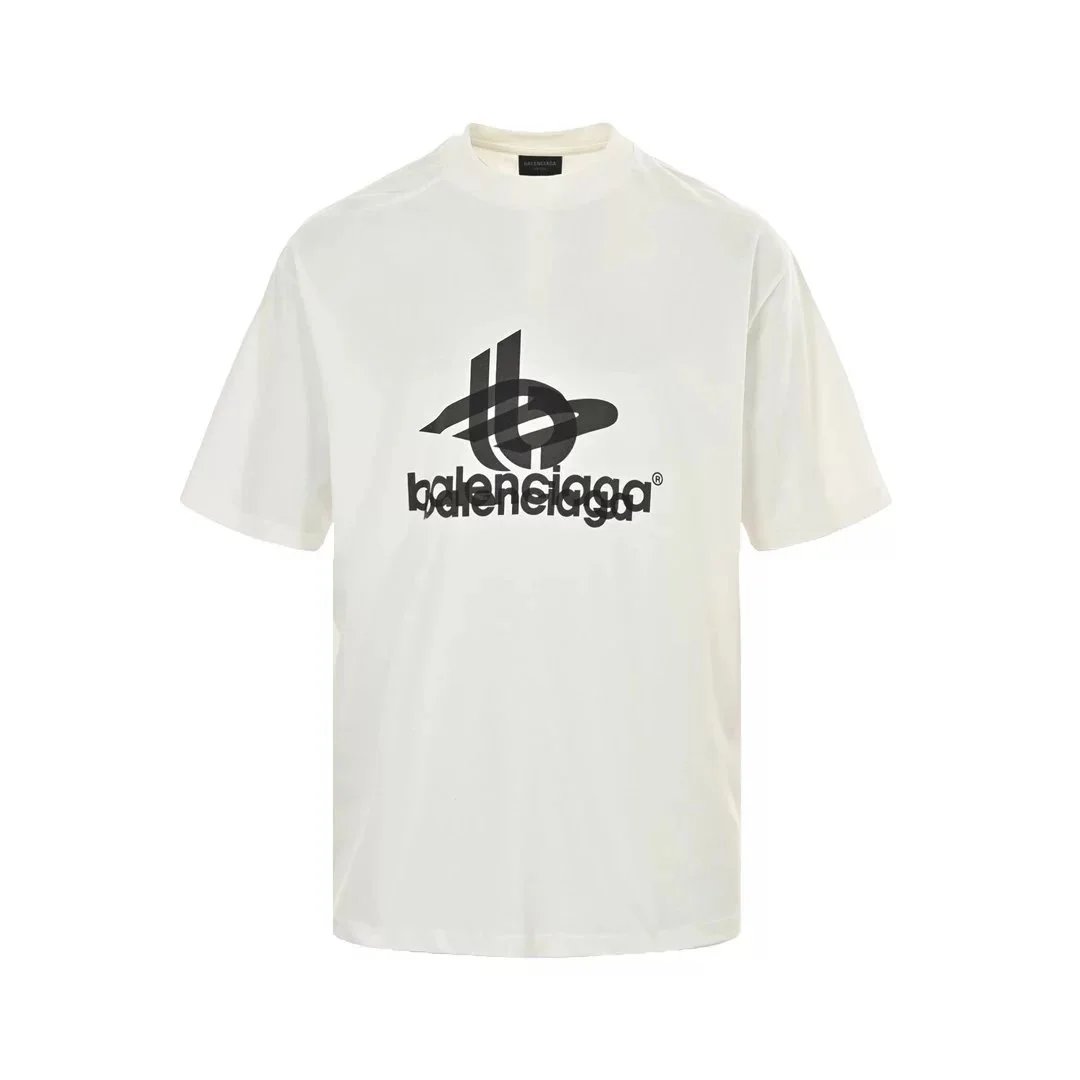 23ss tape printing overlapping letter short sleeve white