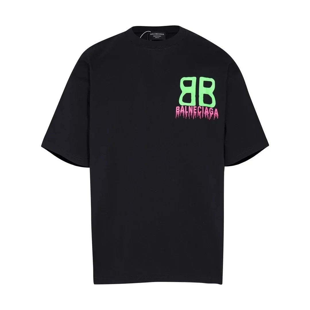 24ss front and rear printed craft short sleeve T-shirt