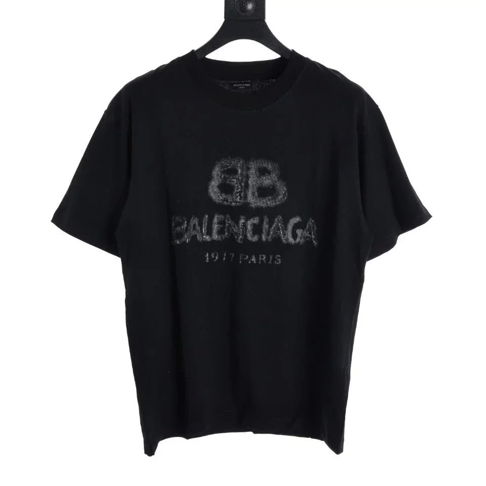24ss Blur Graffiti Letter Print Short Sleeve Tee