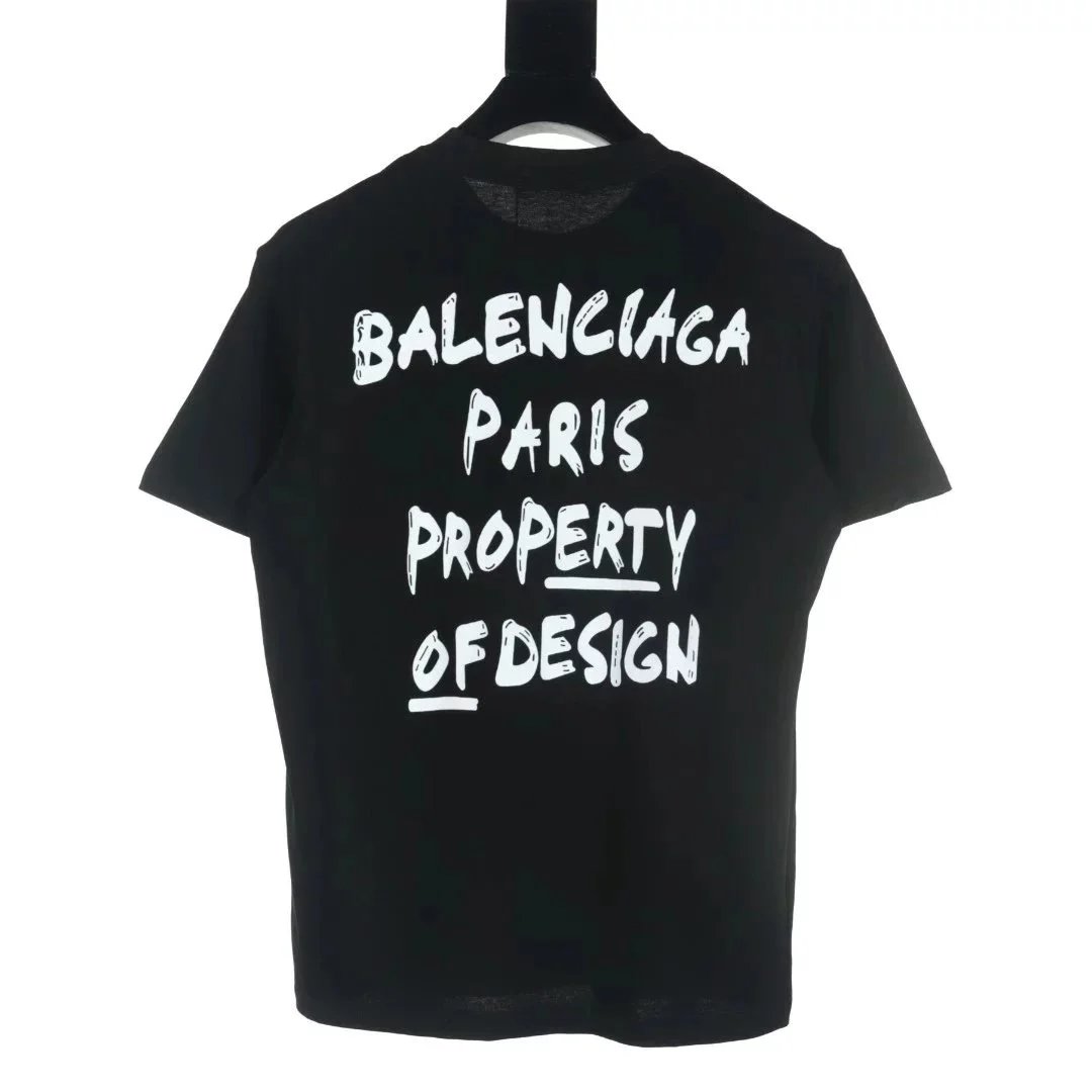 BLCG Straw Letter Print Short Sleeve T-Shirt Black