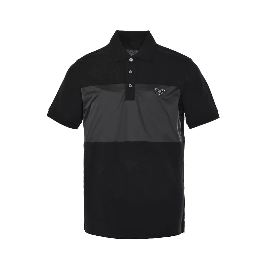 Prada 22 ss Triangle Nylon Splice Polo Short sleeve