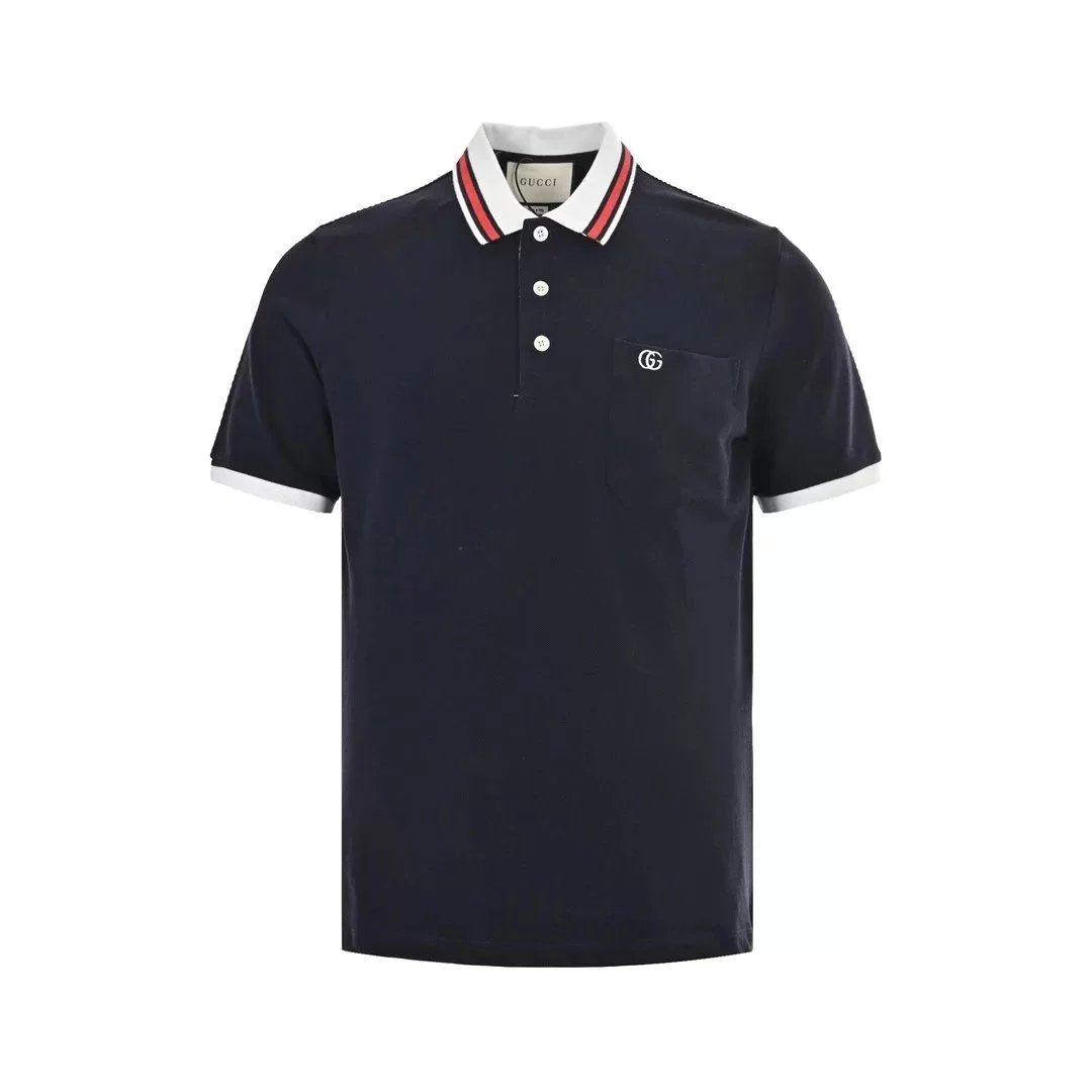 Gucci Classic Pocket Double G Embroidery Polo Short-sleeve black