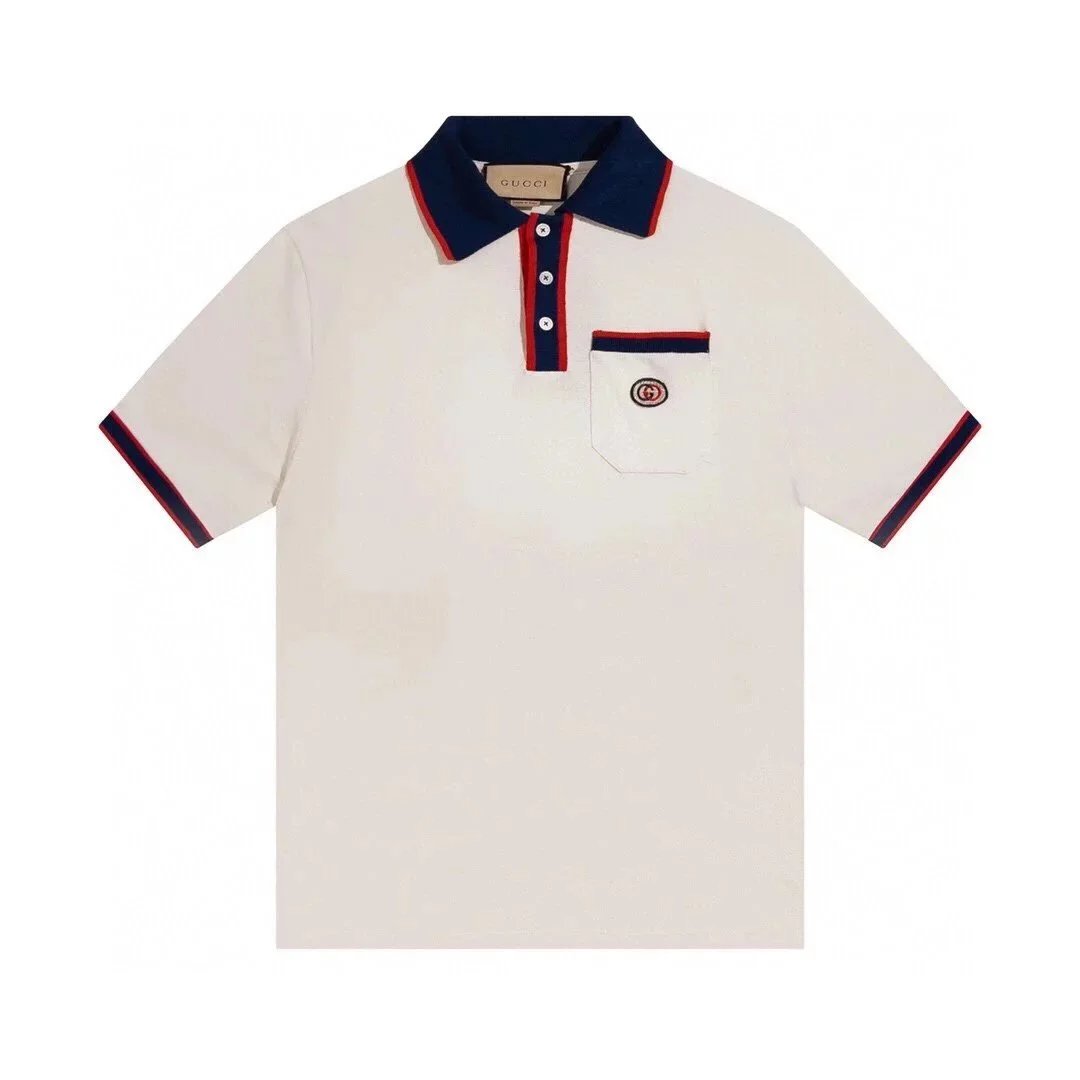 Gucci 23 ss Classic Pocket Embroidered Double G Polo Short sleev