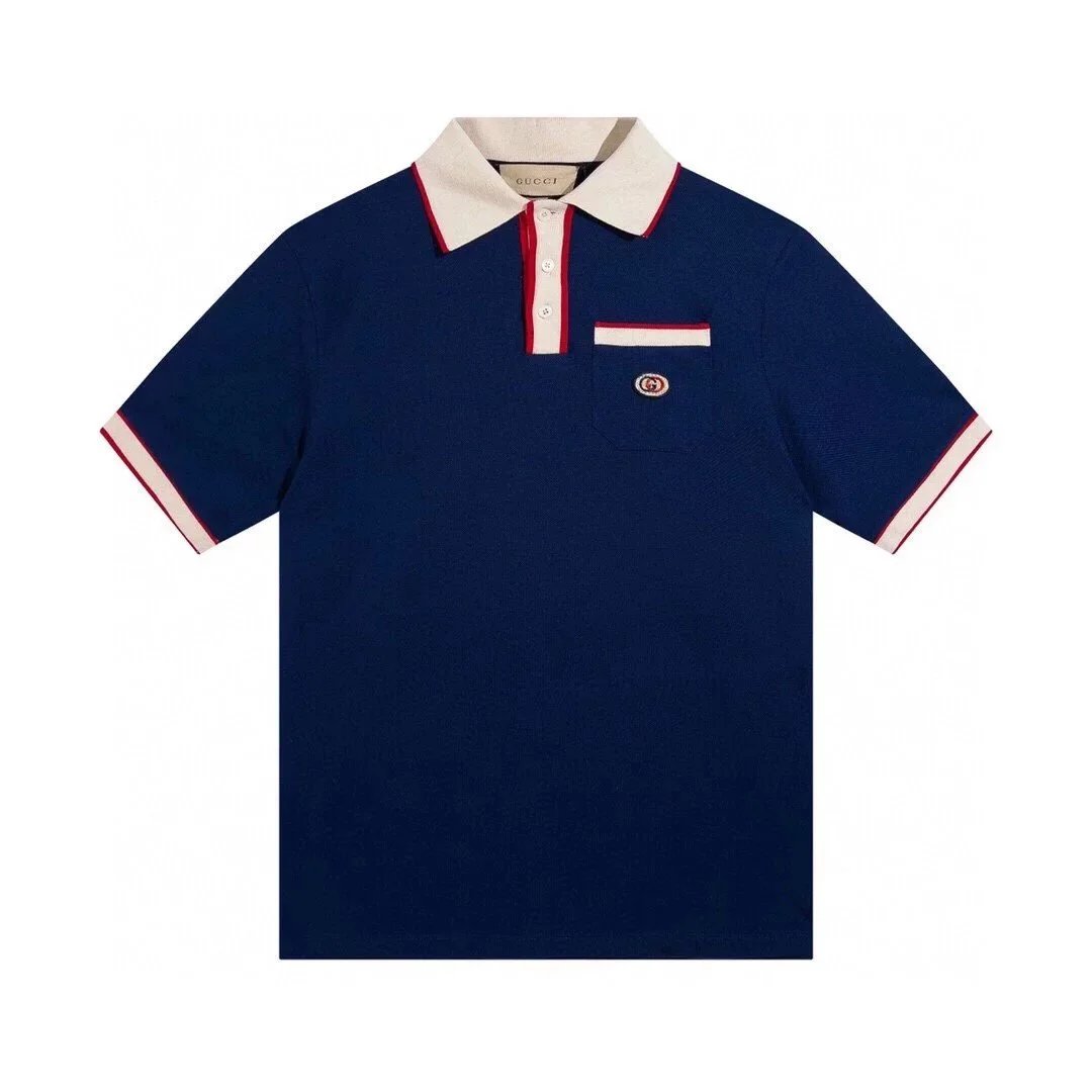 Gucci 23 ss Classic Pocket Embroidered Double G Polo short-sleev