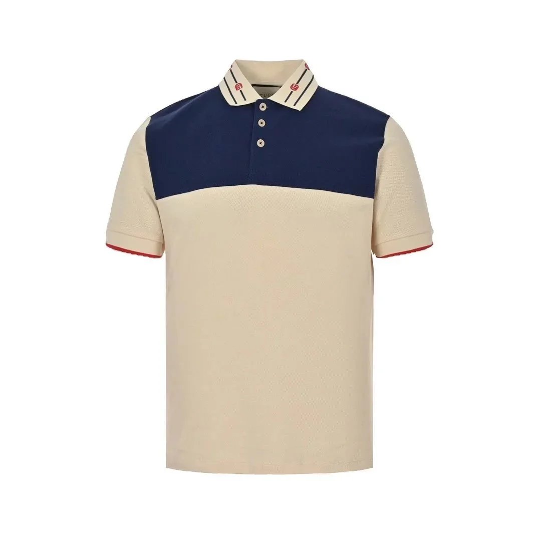 Gucci double neckline G Embroidery color matching Polo Short sle