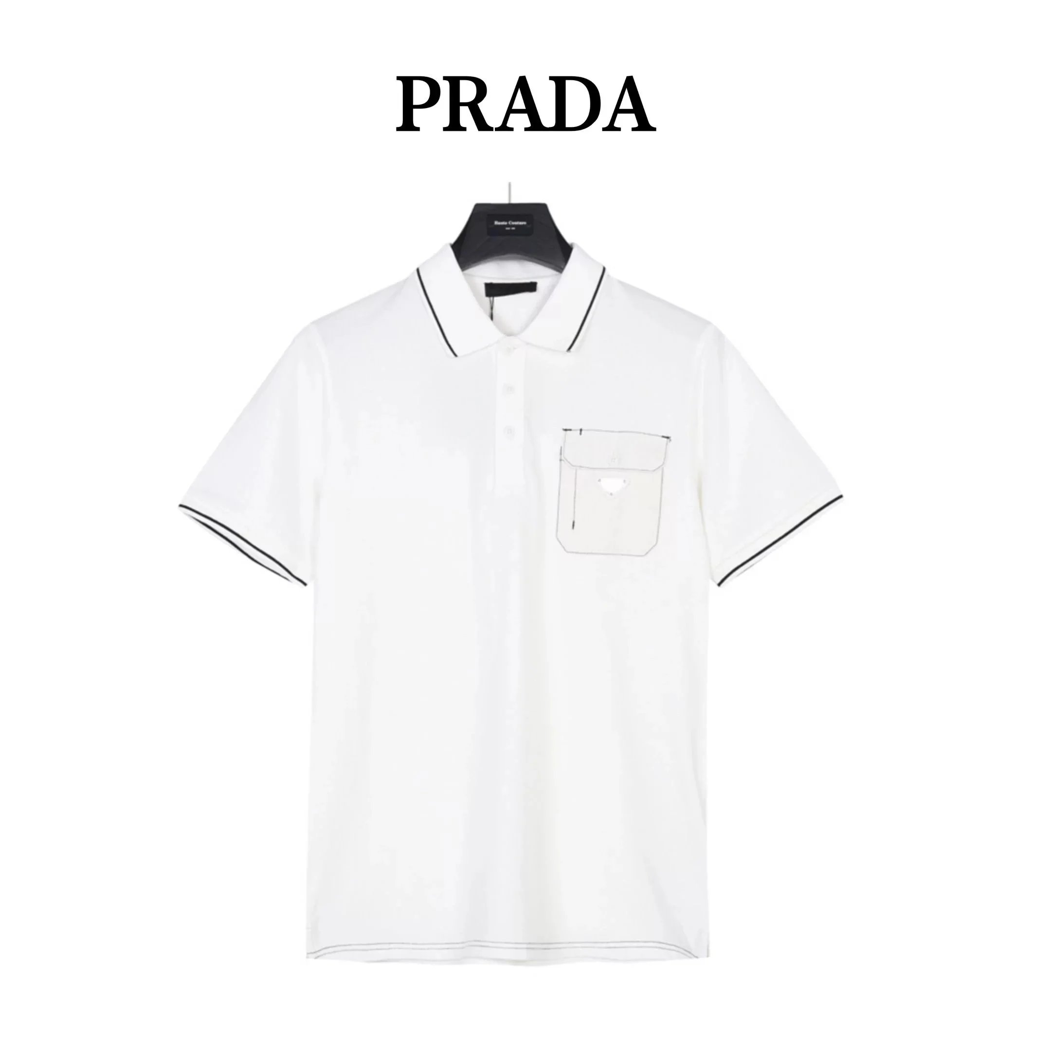 Prada Short-sleeved triangle chest pocket Polo shirt