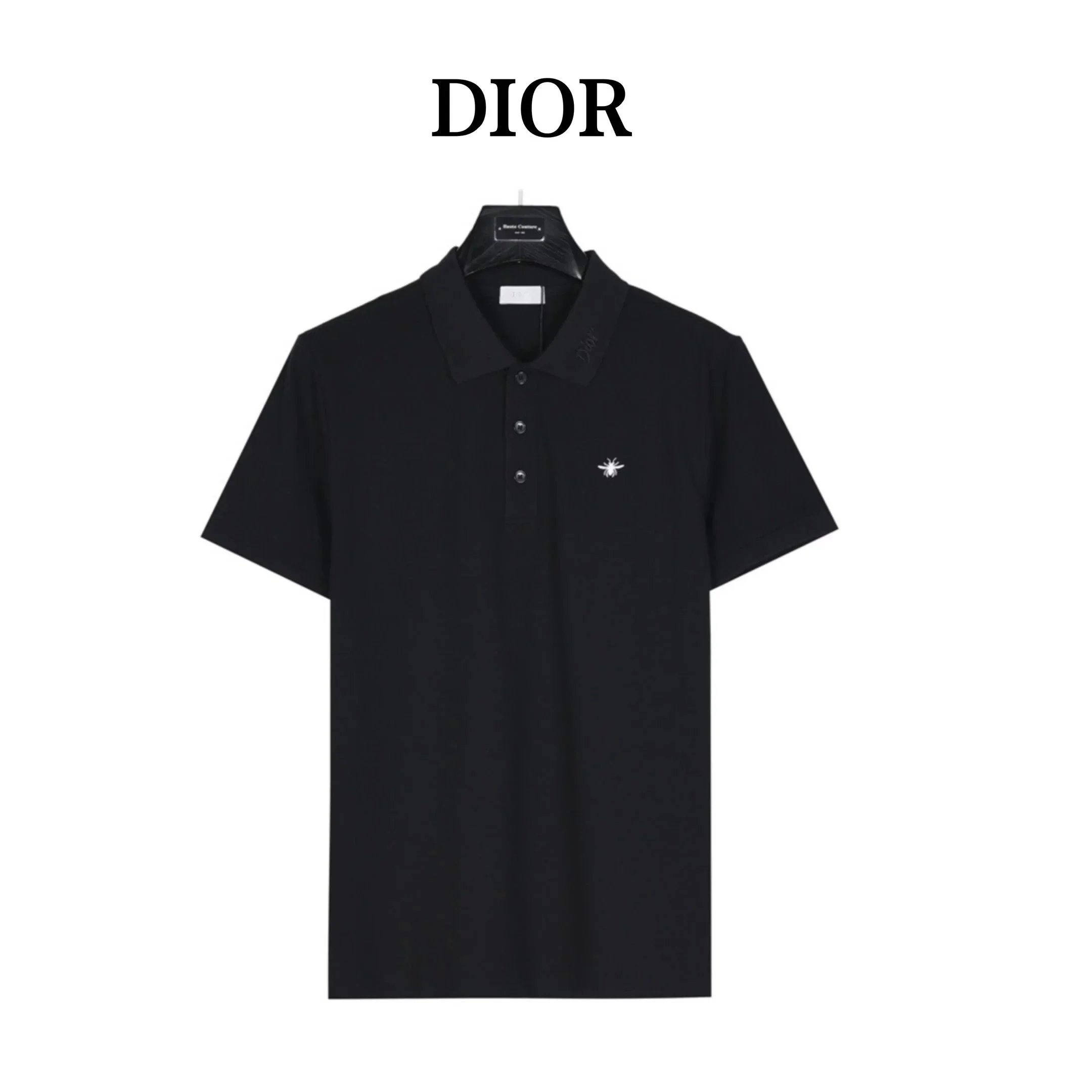 Dior Embroidered little bee logo Short sleeve Polo black shirt