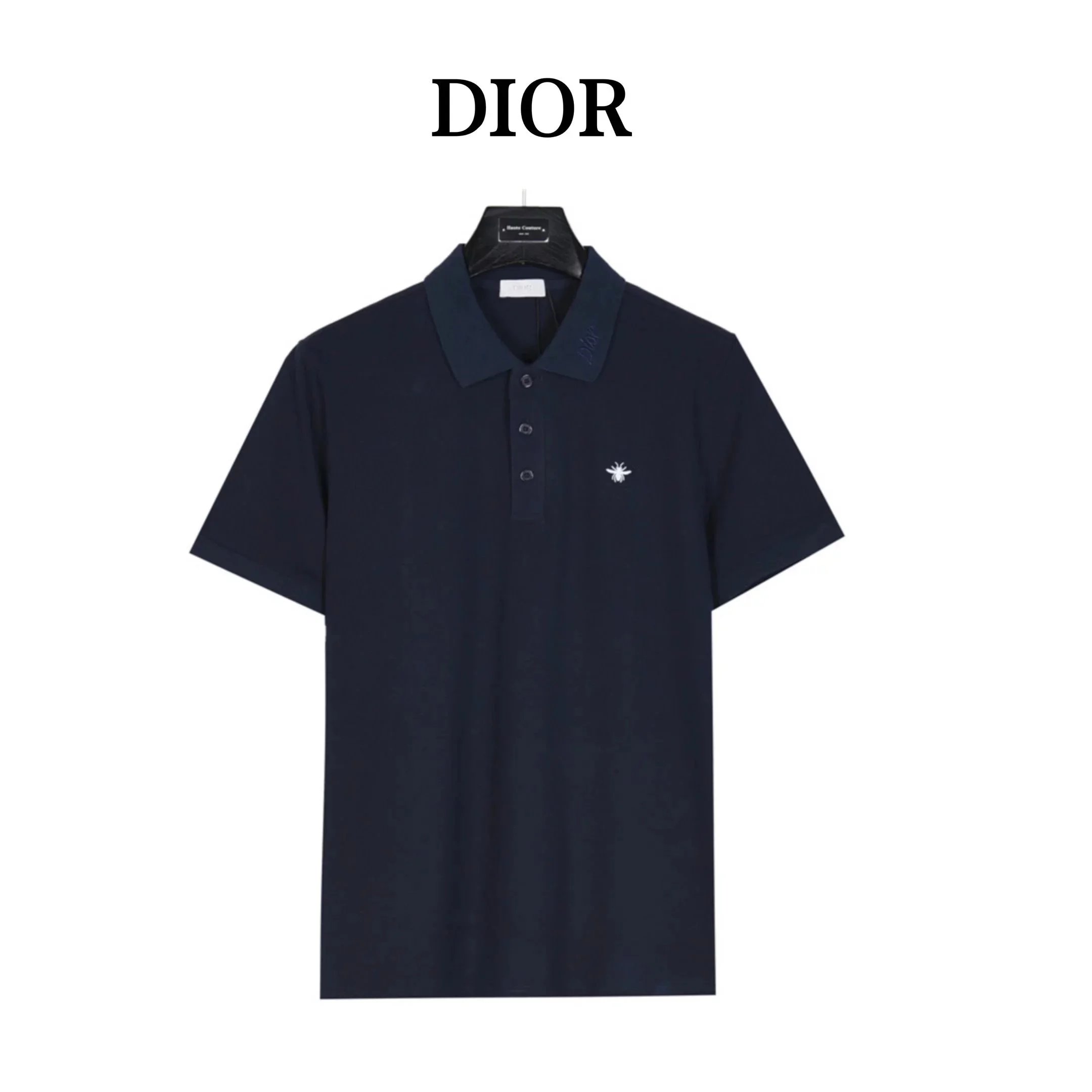 Dior Embroidered little bee logo Short sleeve Polo blue shirt