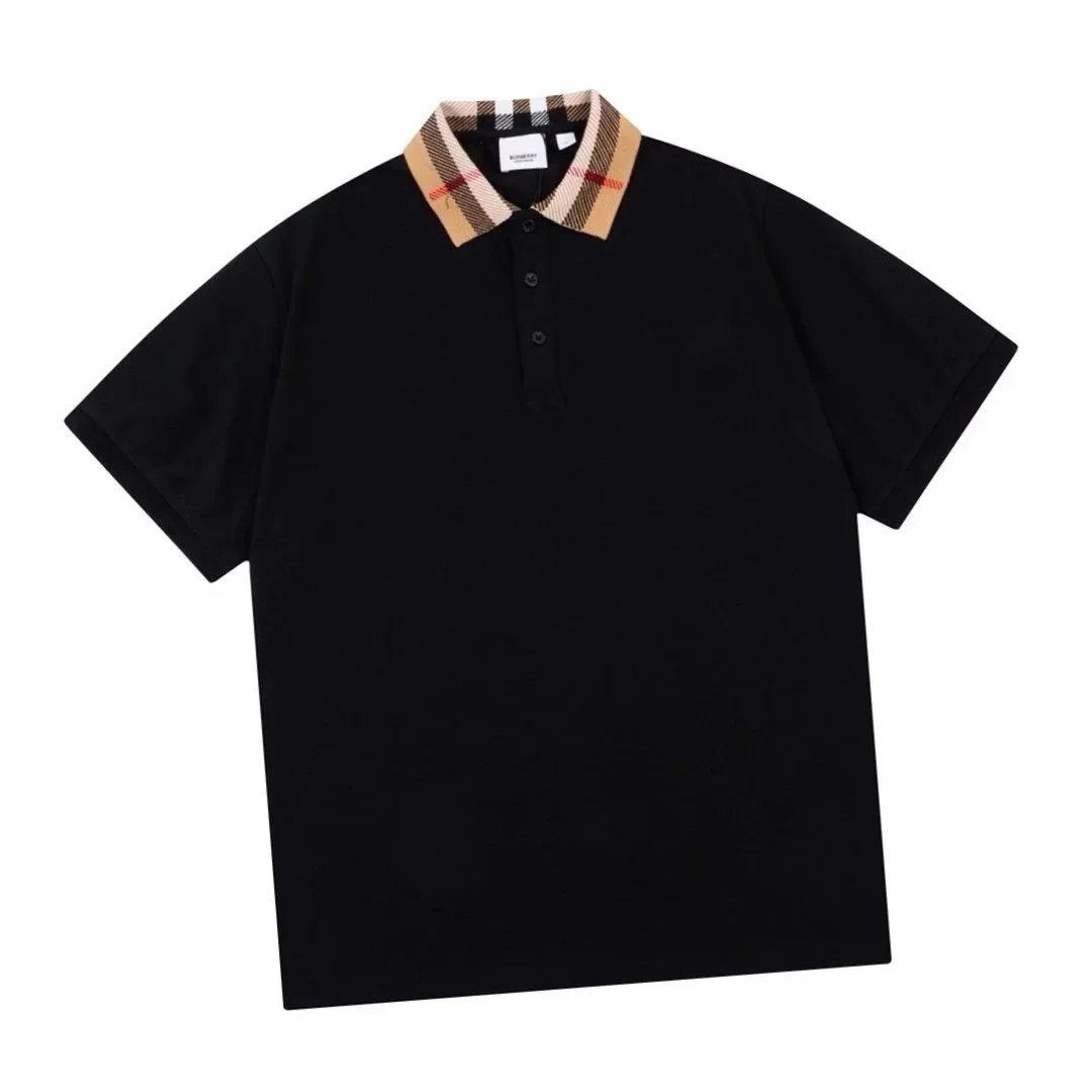 BBR Burberry Classic Plaid Neck Lassel Short Sleeve polo black s