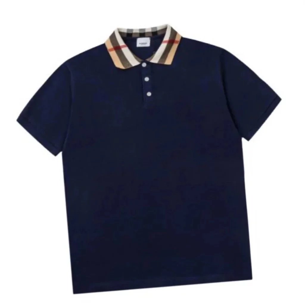 BBR Burberry Classic Plaid Neck Lassel Short Sleeve polo navy bl