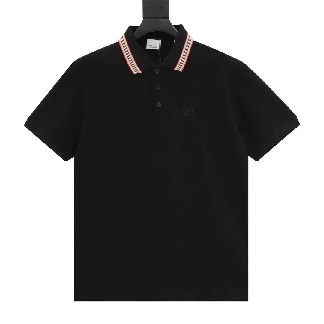BBR Burberry chest small embroidery short sleeve POLO black shir