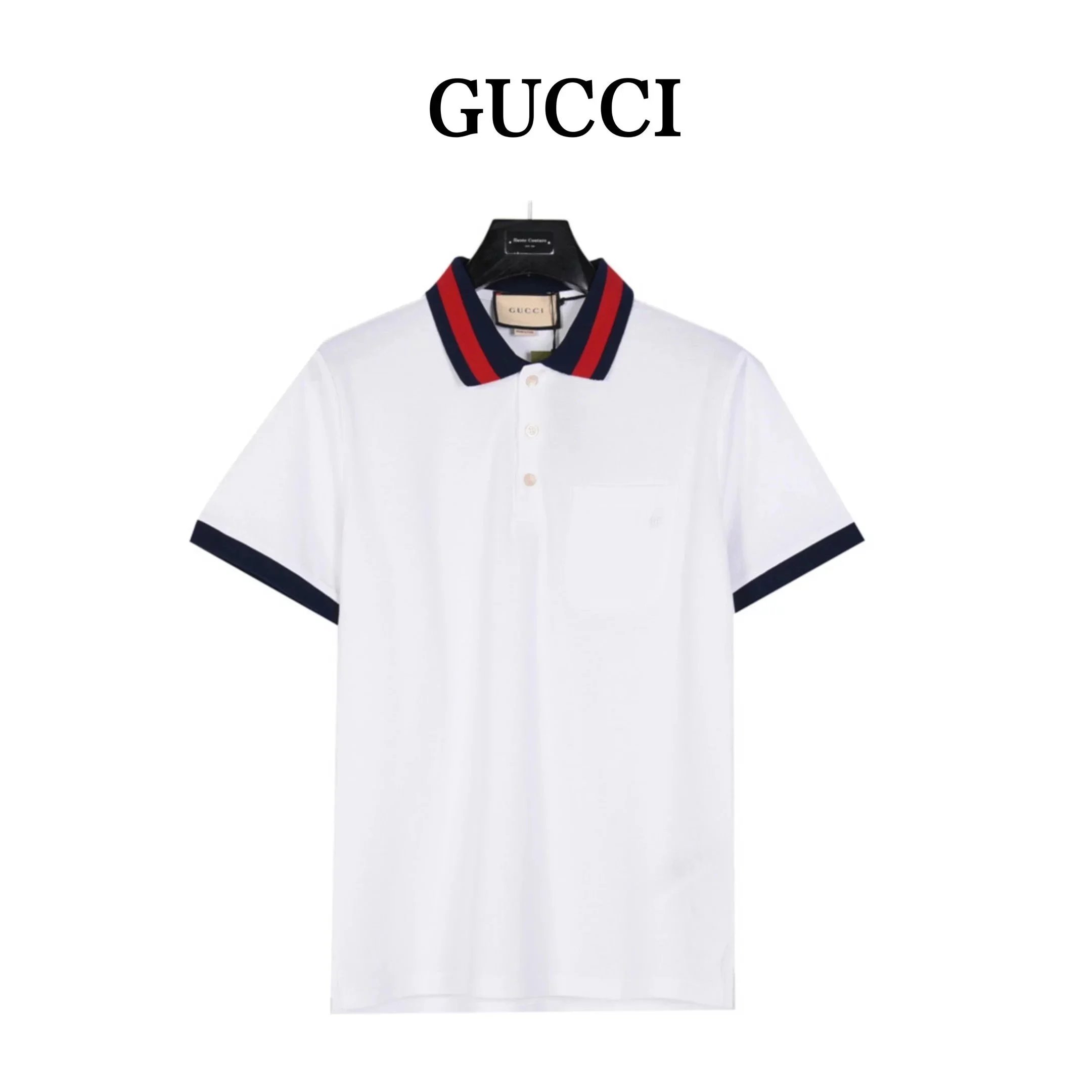 Gucci Short-sleeved color collar Polo white shirt
