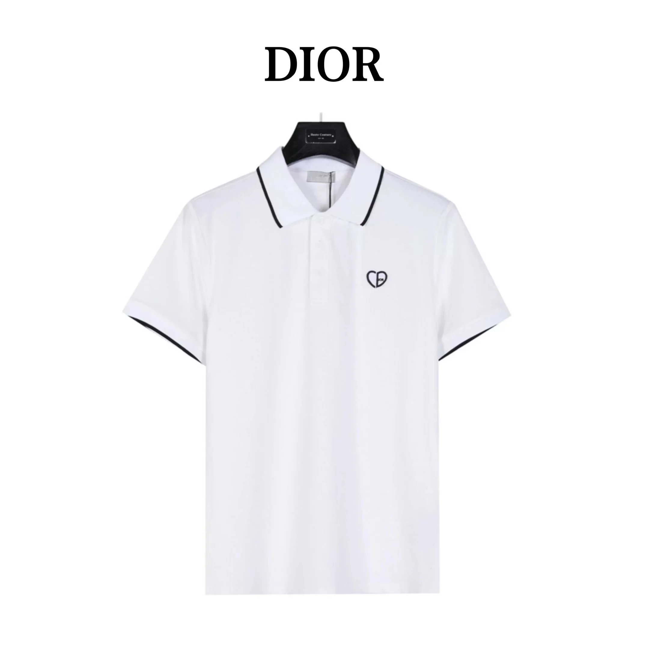 Dior CD Love small embroidery short sleeve Polo white shirt