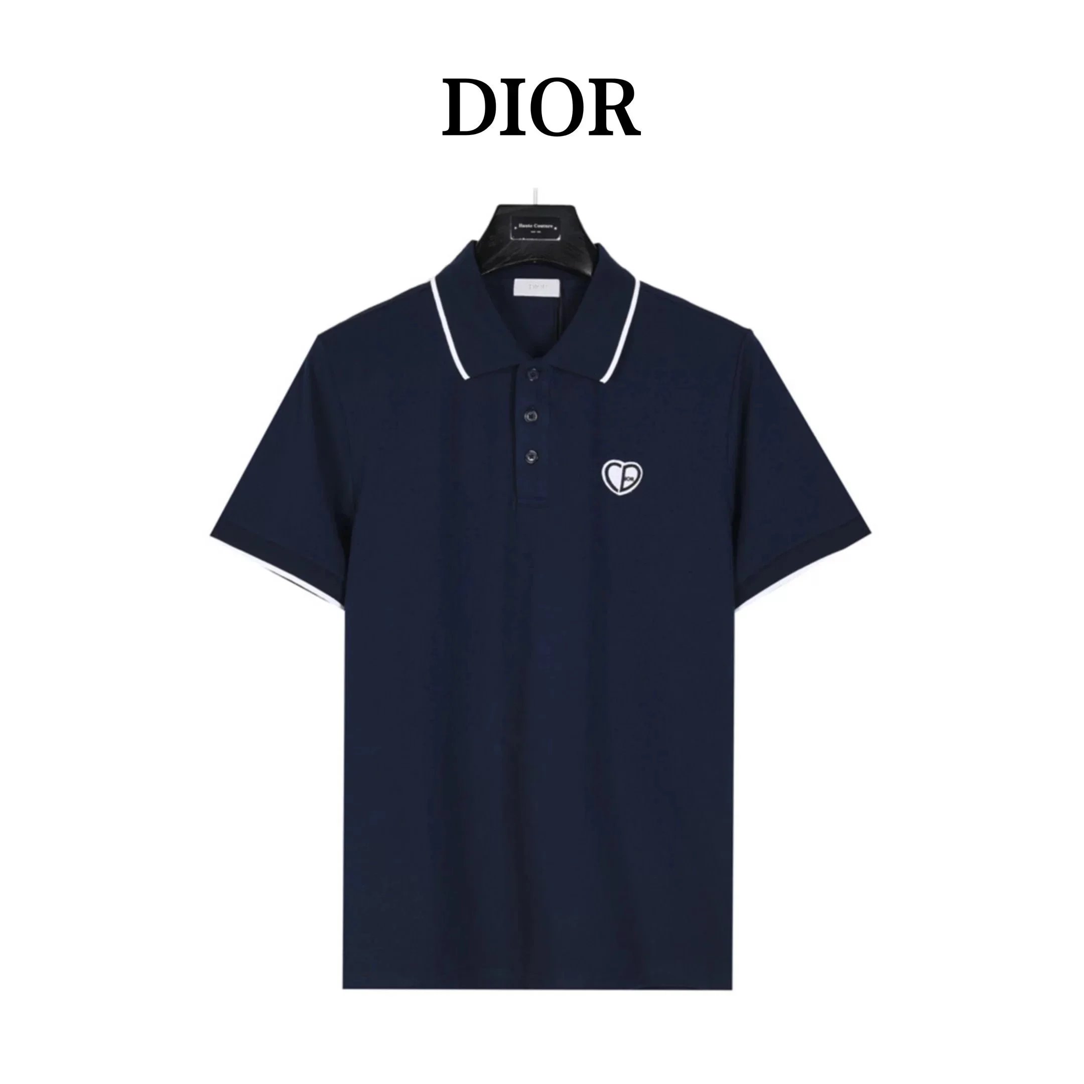 Dior CD Love small embroidery short sleeve Polo blue shirt