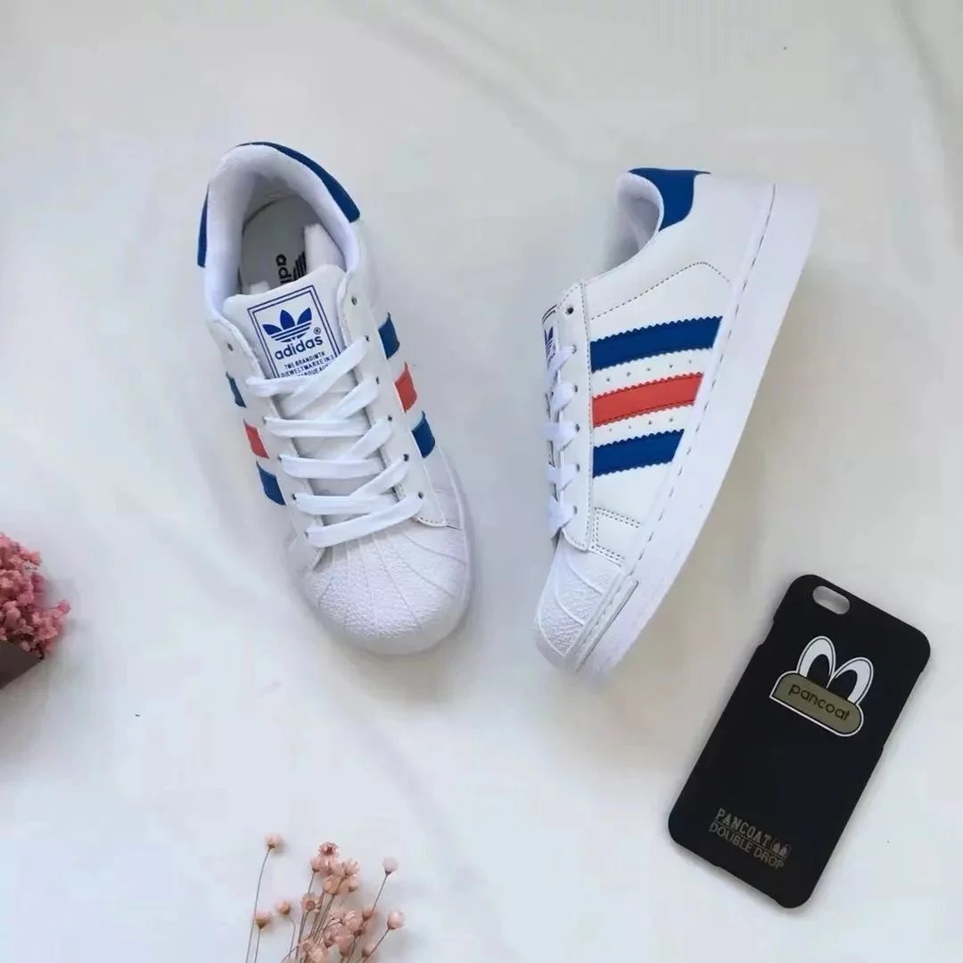 White, blue, and red