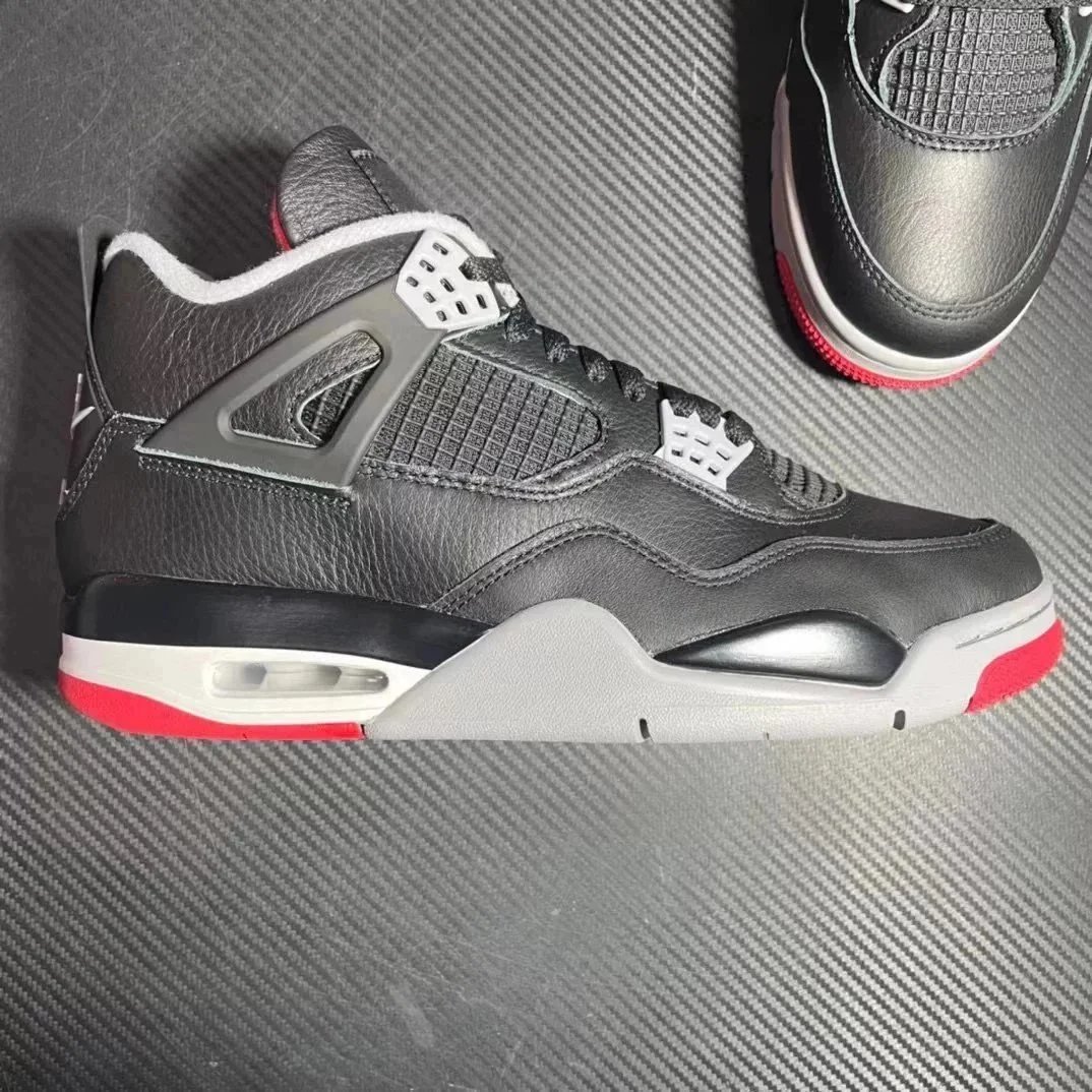 AJ4 leather black and red