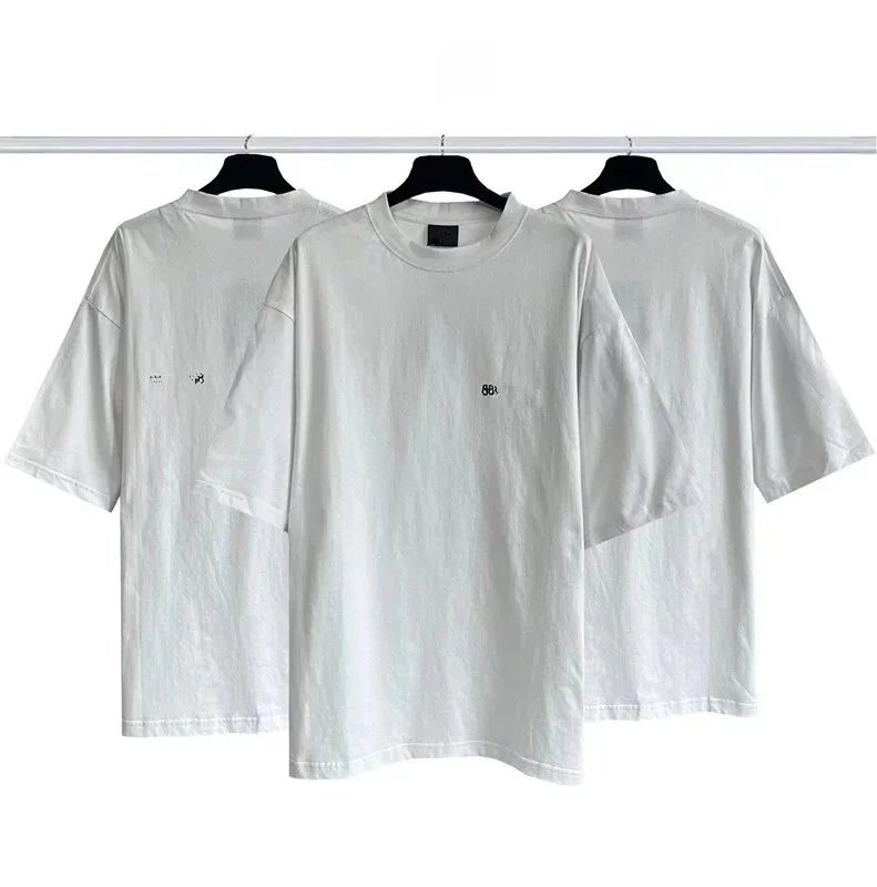 Fuzzy Gradient Small Logo Print Short Sleeve – White