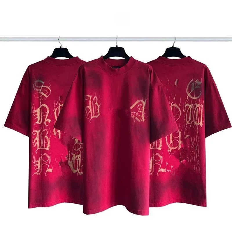 Front and back Sanskrit cement hand-painted graffiti, red