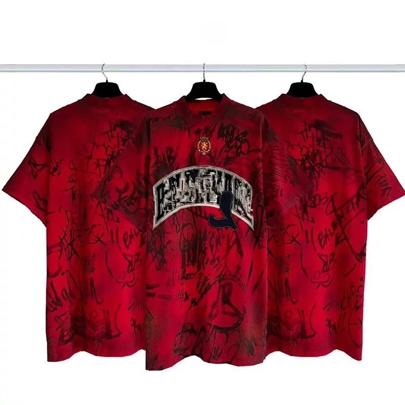 Cement-splattered hand-painted all-over print with embroidery, r