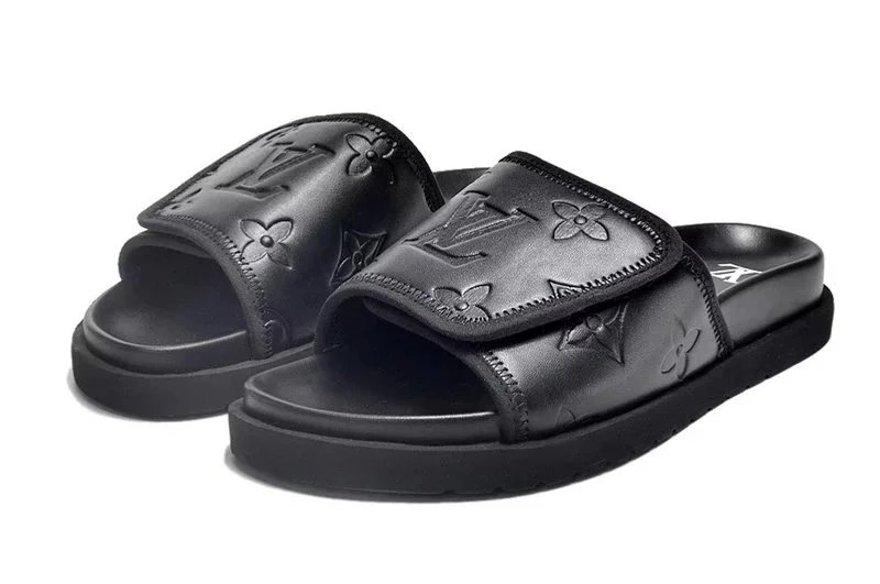 Velcro Flat Slippers-All Black