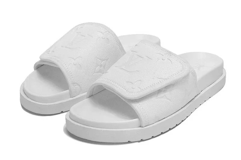 Velcro Flat Heel Slippers-White