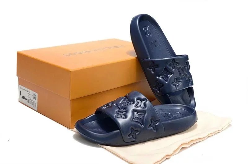 Embossed slippers-dark blue