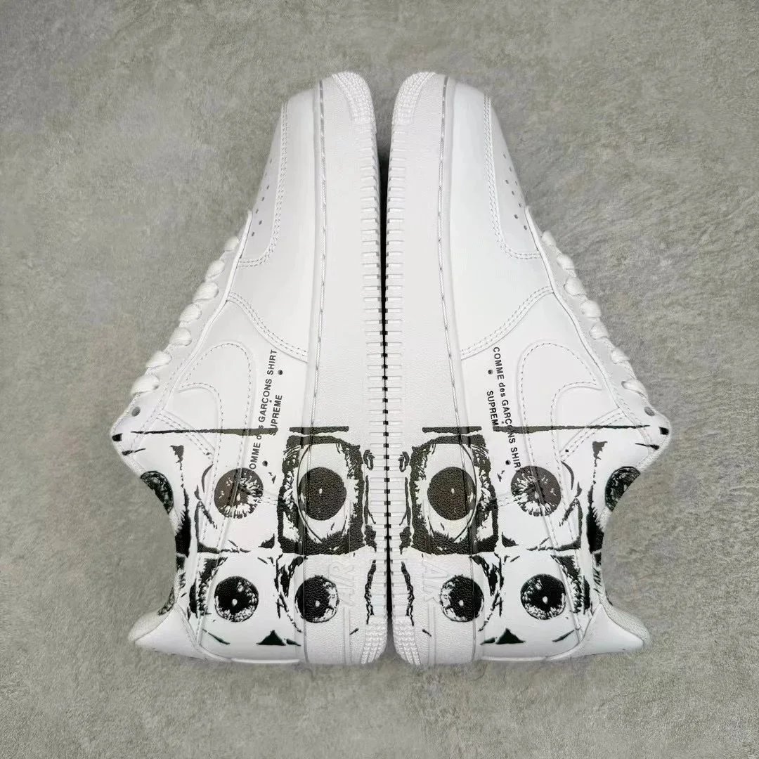 CDG x Supreme x AF 1 white black Six-eyed flying fish