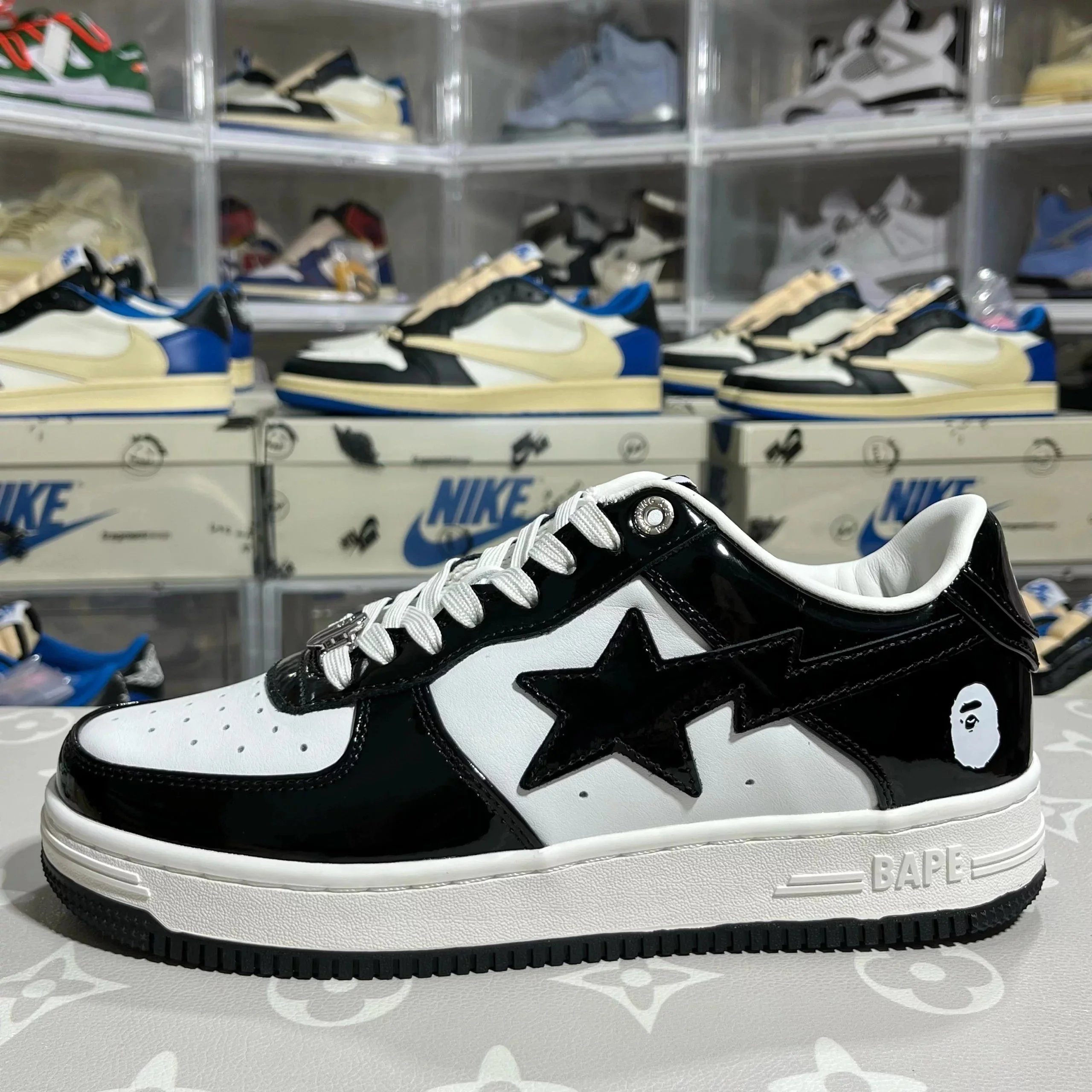 Bape STA black and white patent leather