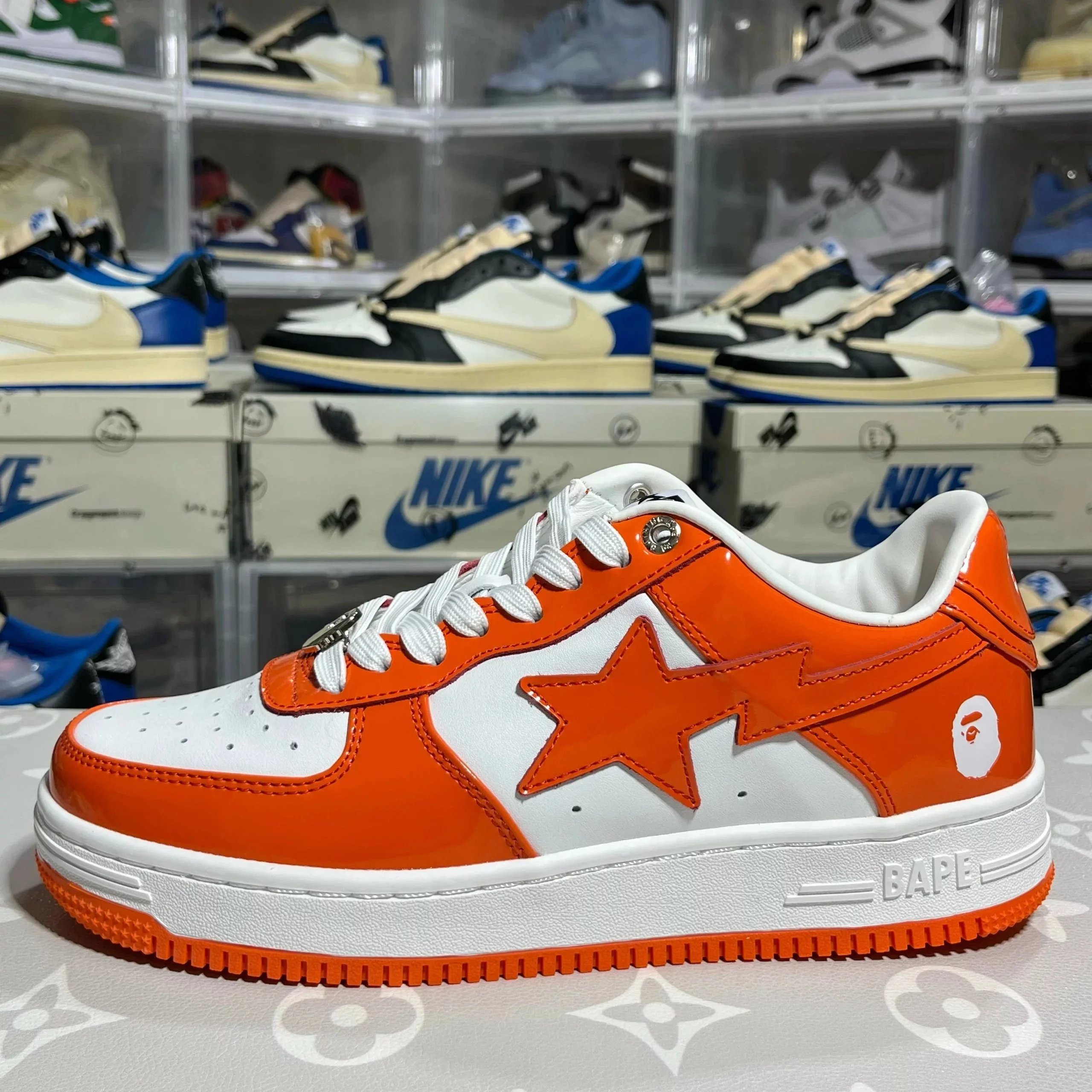 Bape STA orange patent leather
