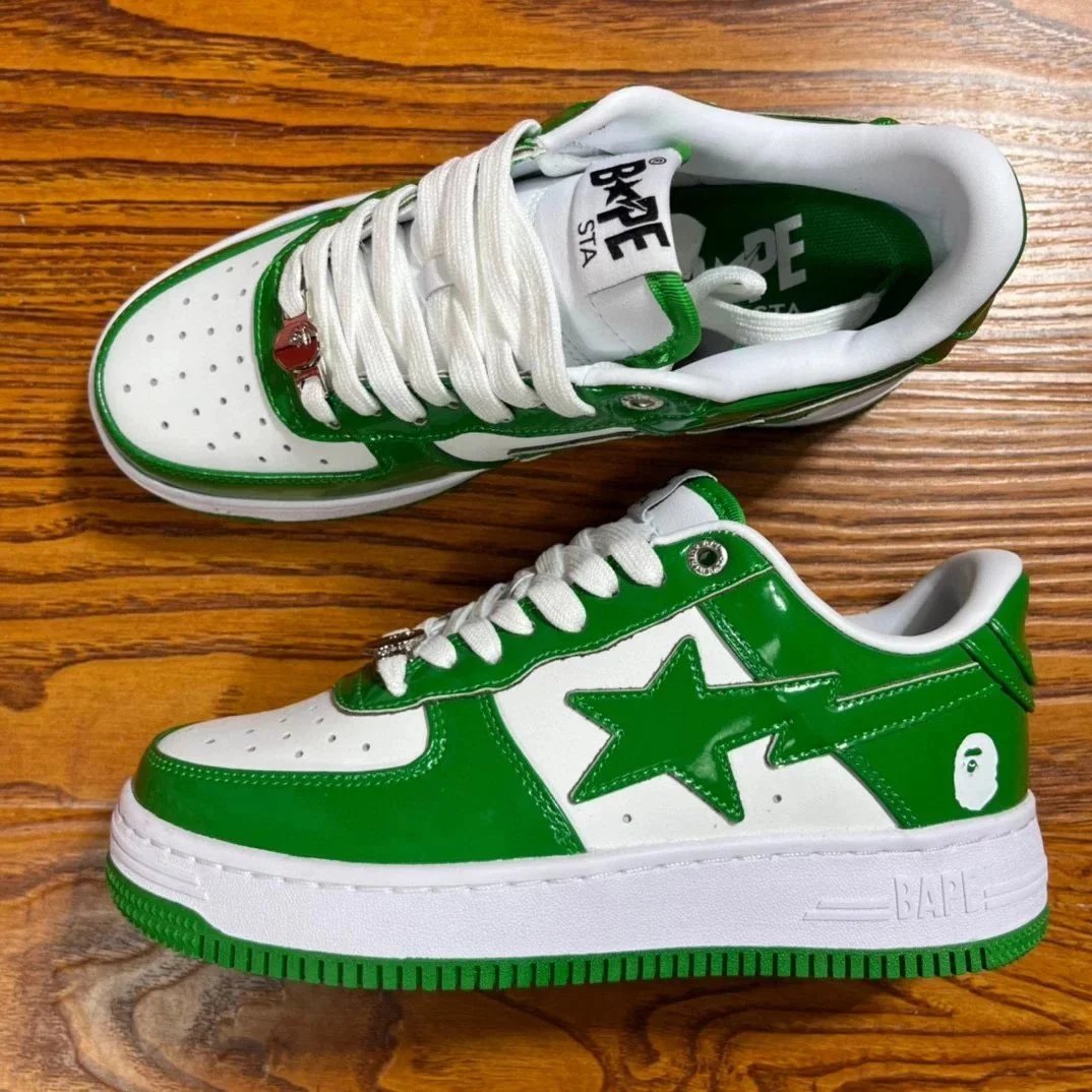 Bape STA white green patent leather