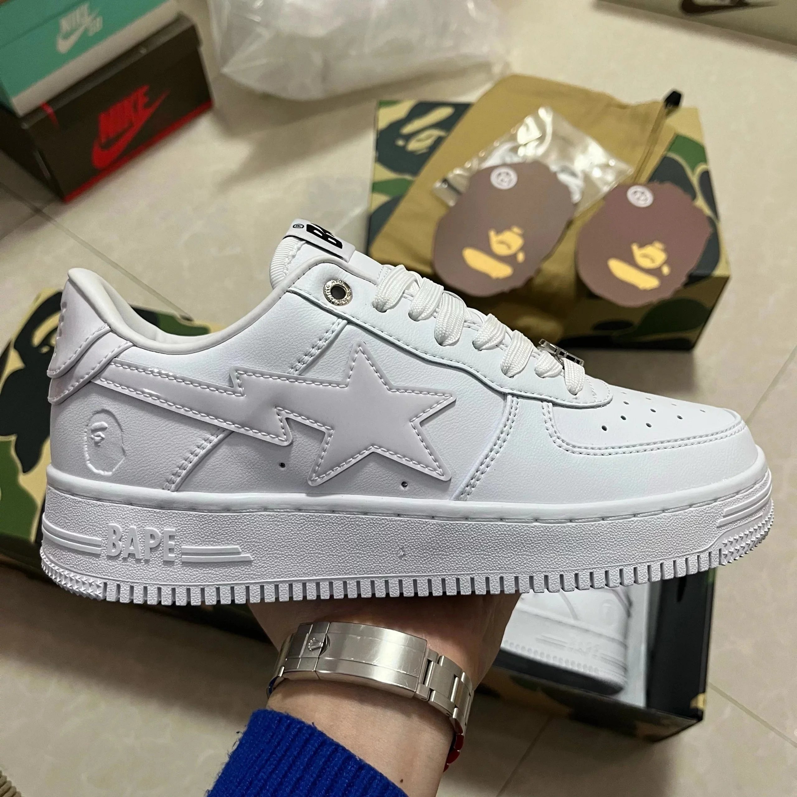 Bape STA white patent leather