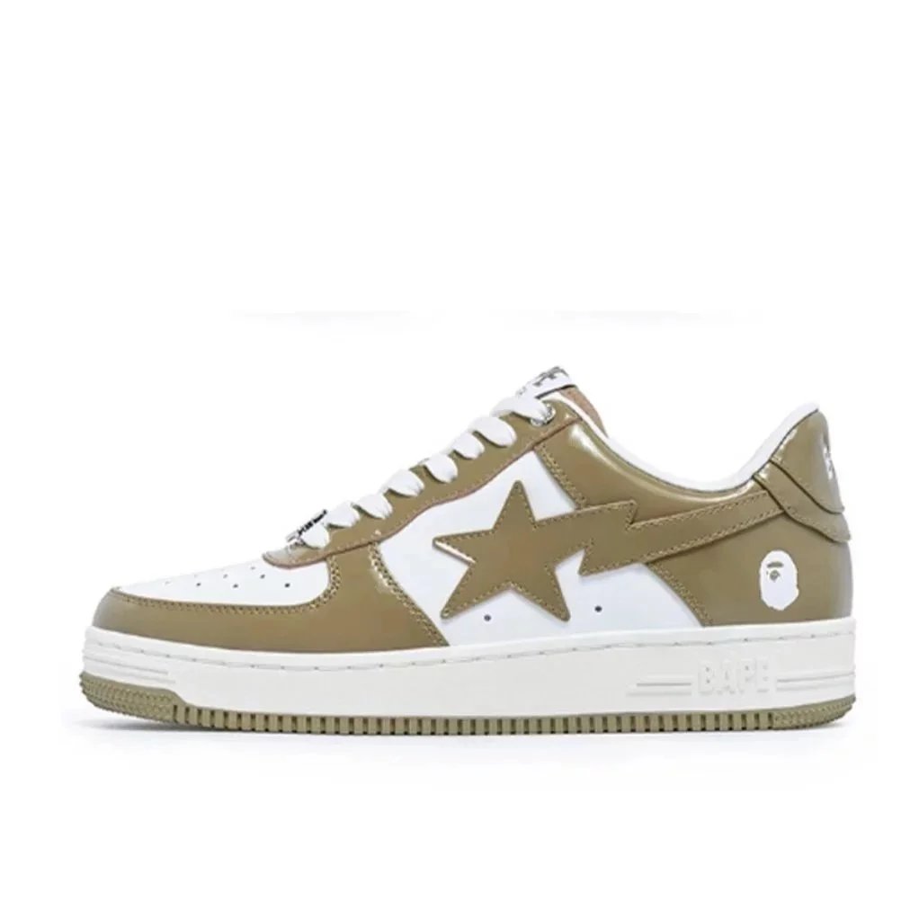 Bape STA patent leather brown and white