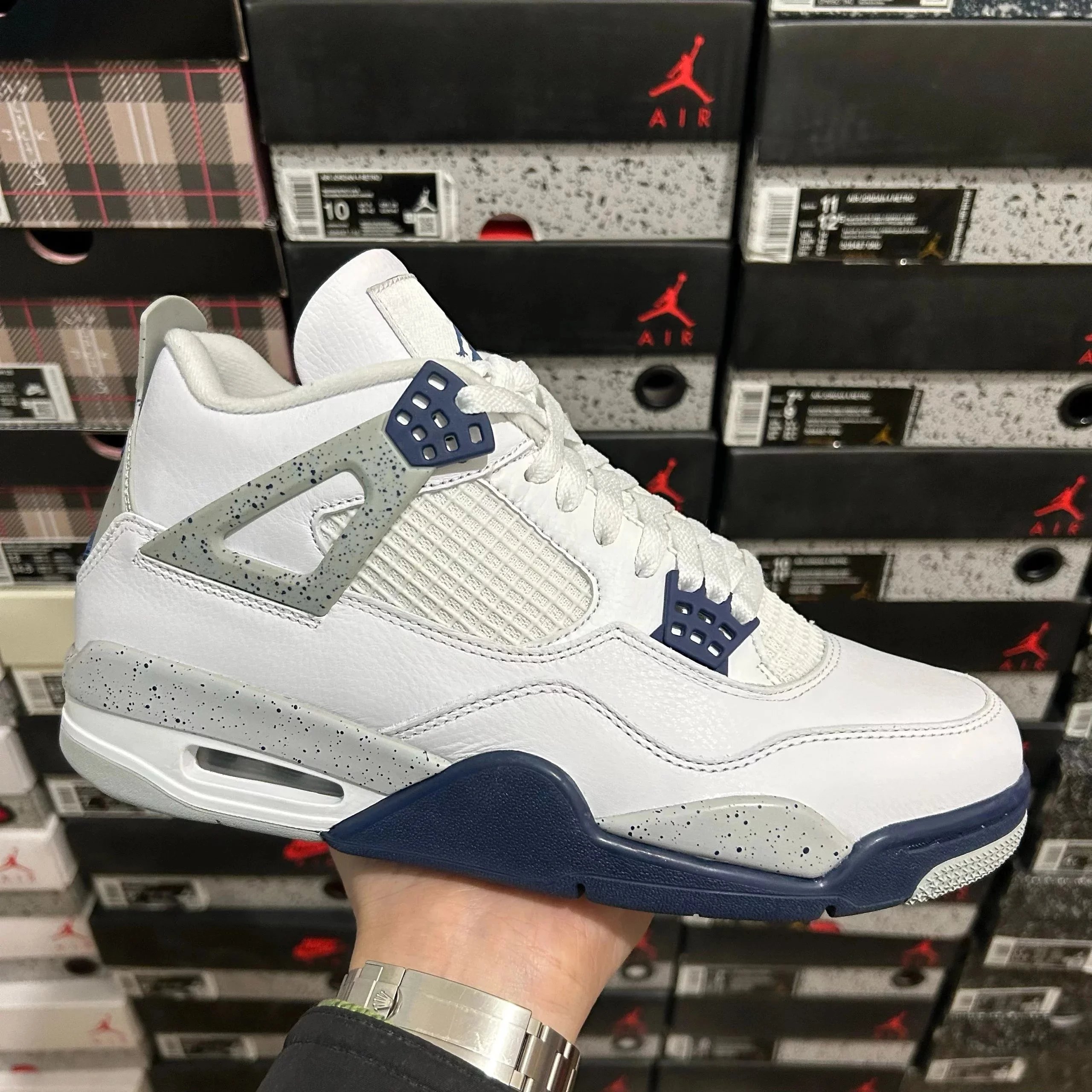 Aj 4 White Blue/Midnight Blue