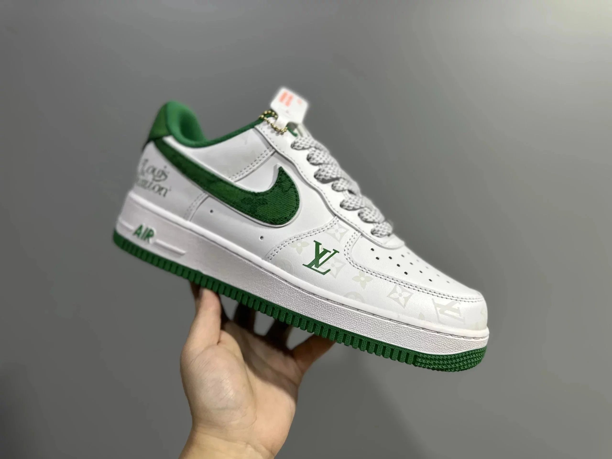 2-1V co-branded white and green