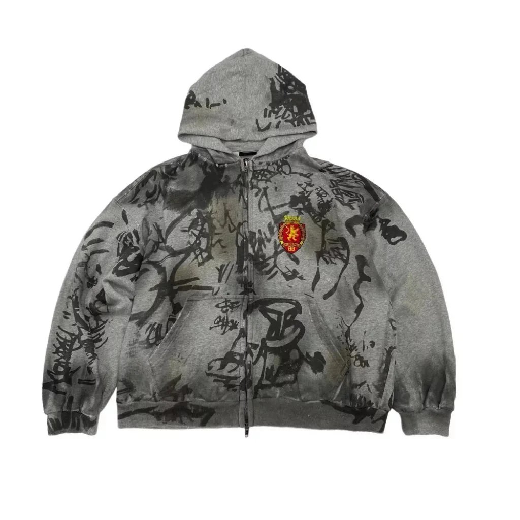 1 Gray zip-up hoodie