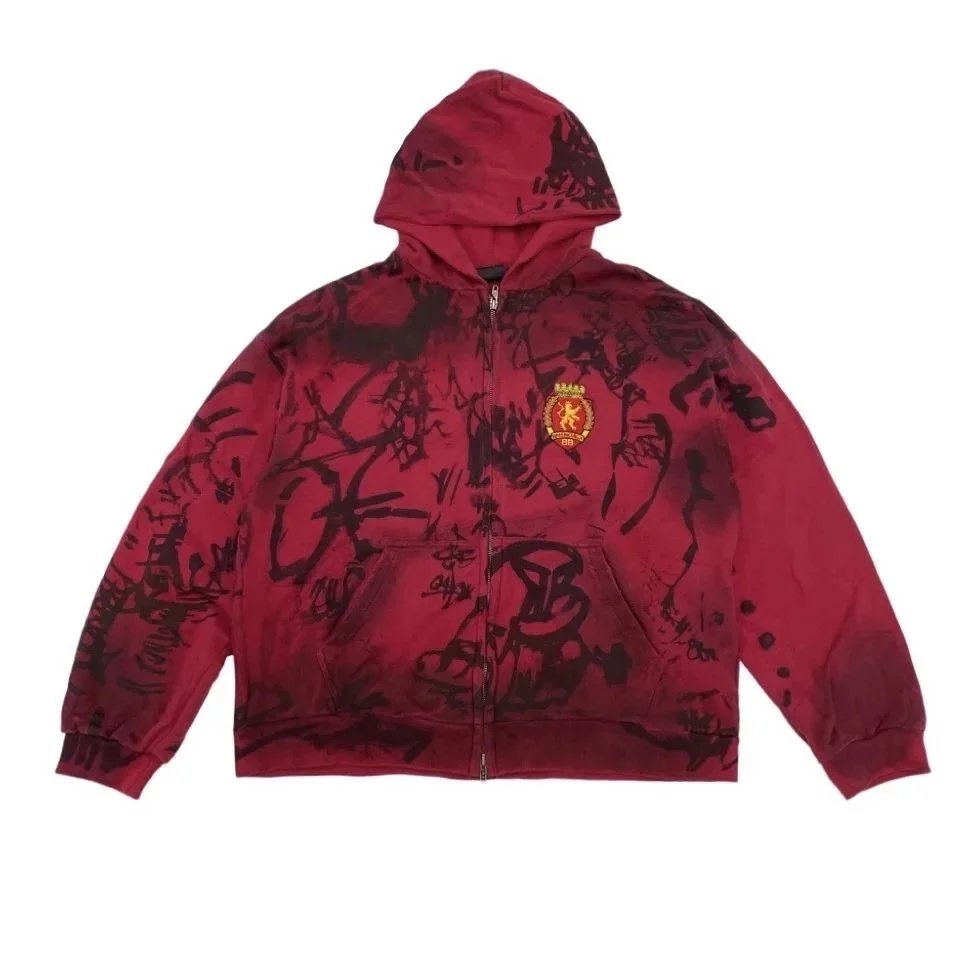 2 Red zip-up hoodie