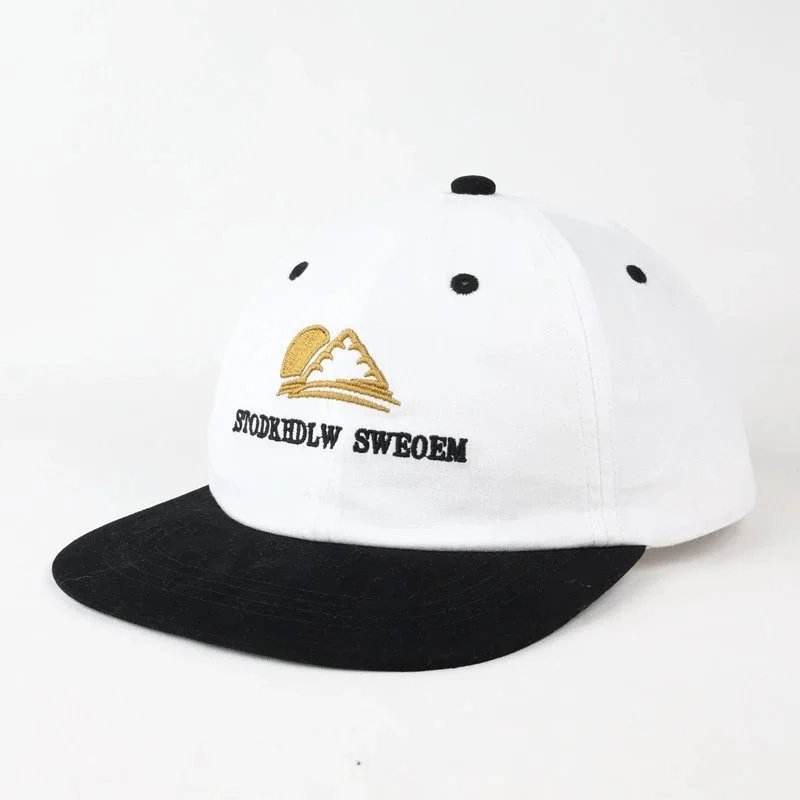 Colorblock Triangle Mountain Flat Eave Hat White