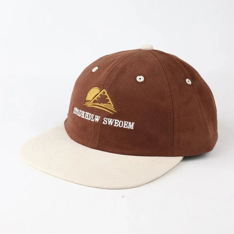 Colorblock Triangle Mountain Flat Eave Hat Coffee