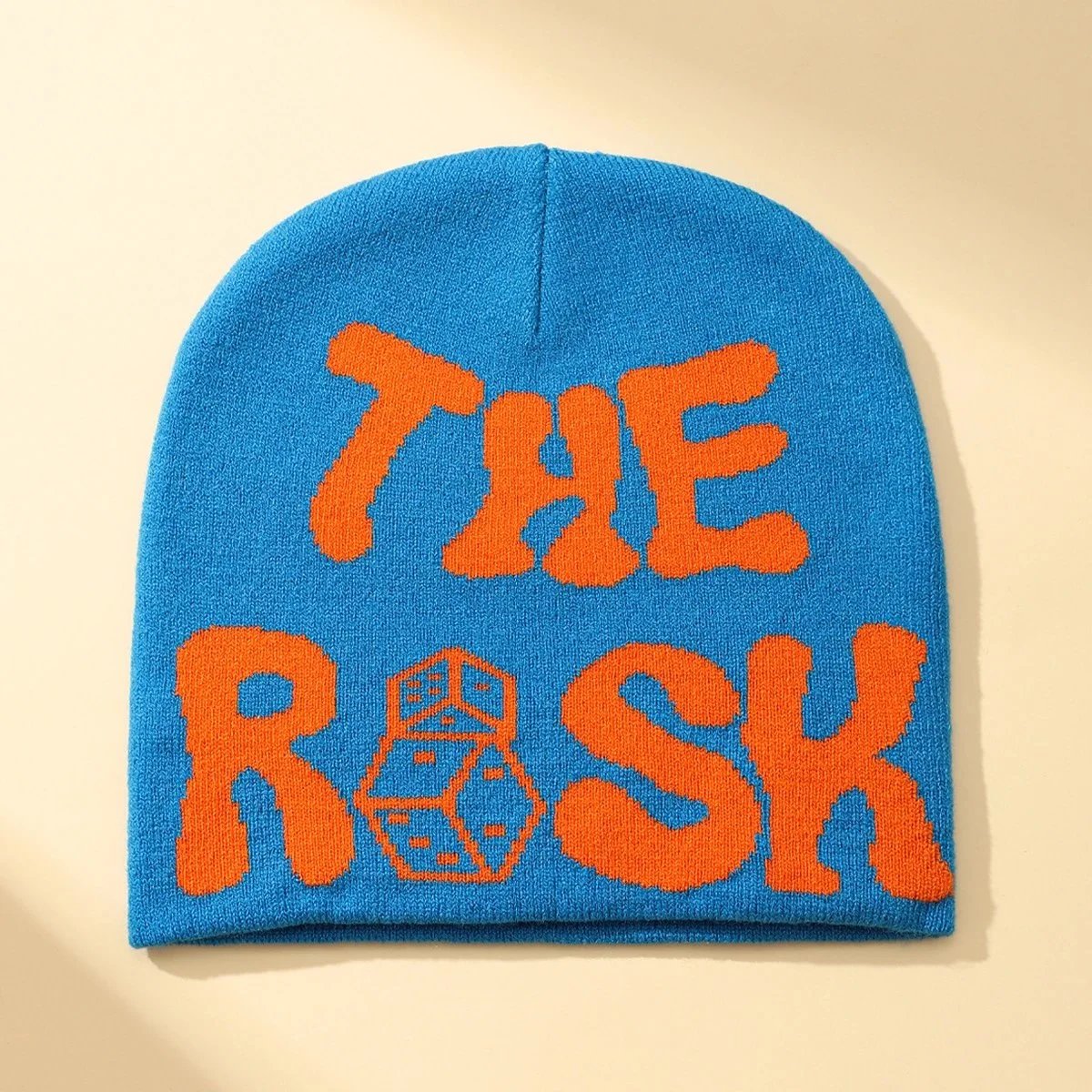 Blue background with orange letters