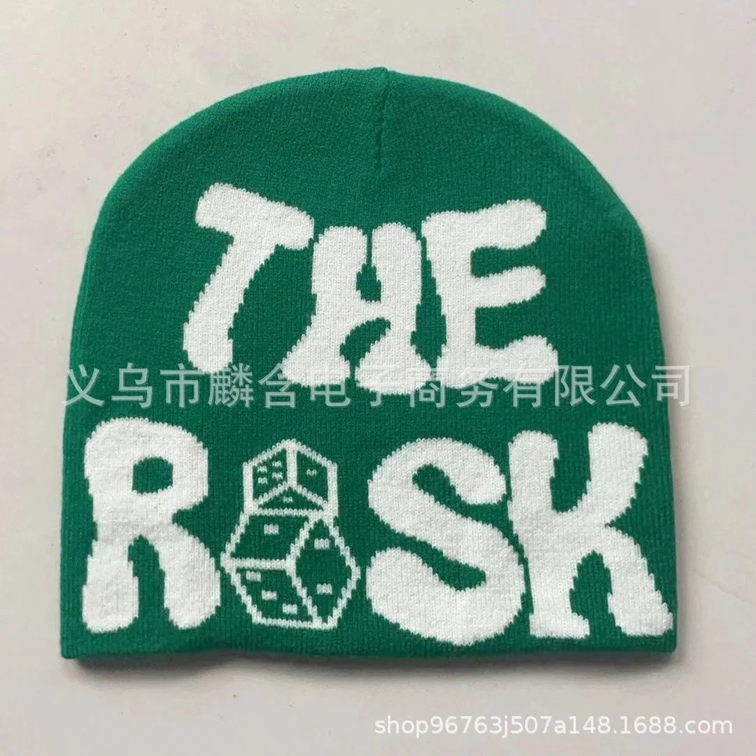 White letters on a green background