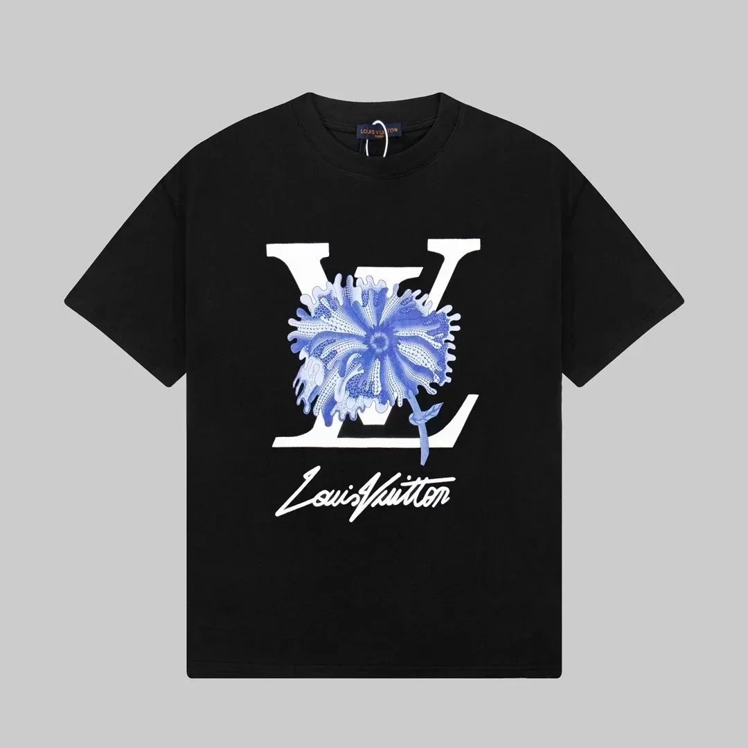 Black with blue flower logo 002