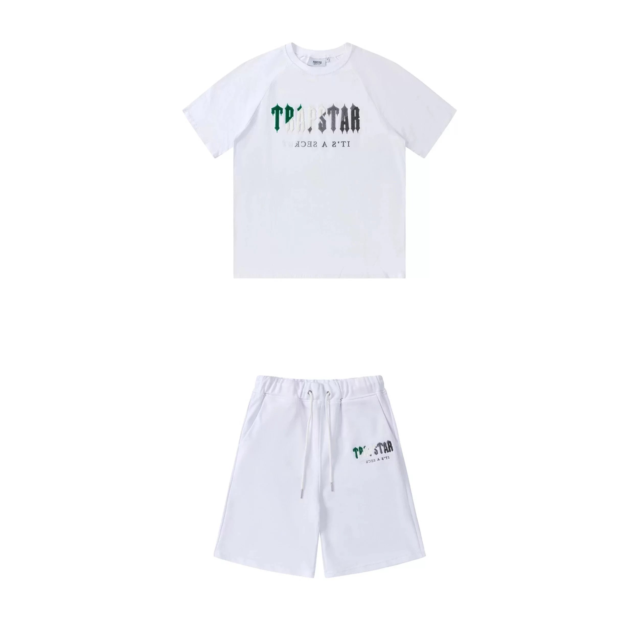 Green, white, and gray embroidered white 002