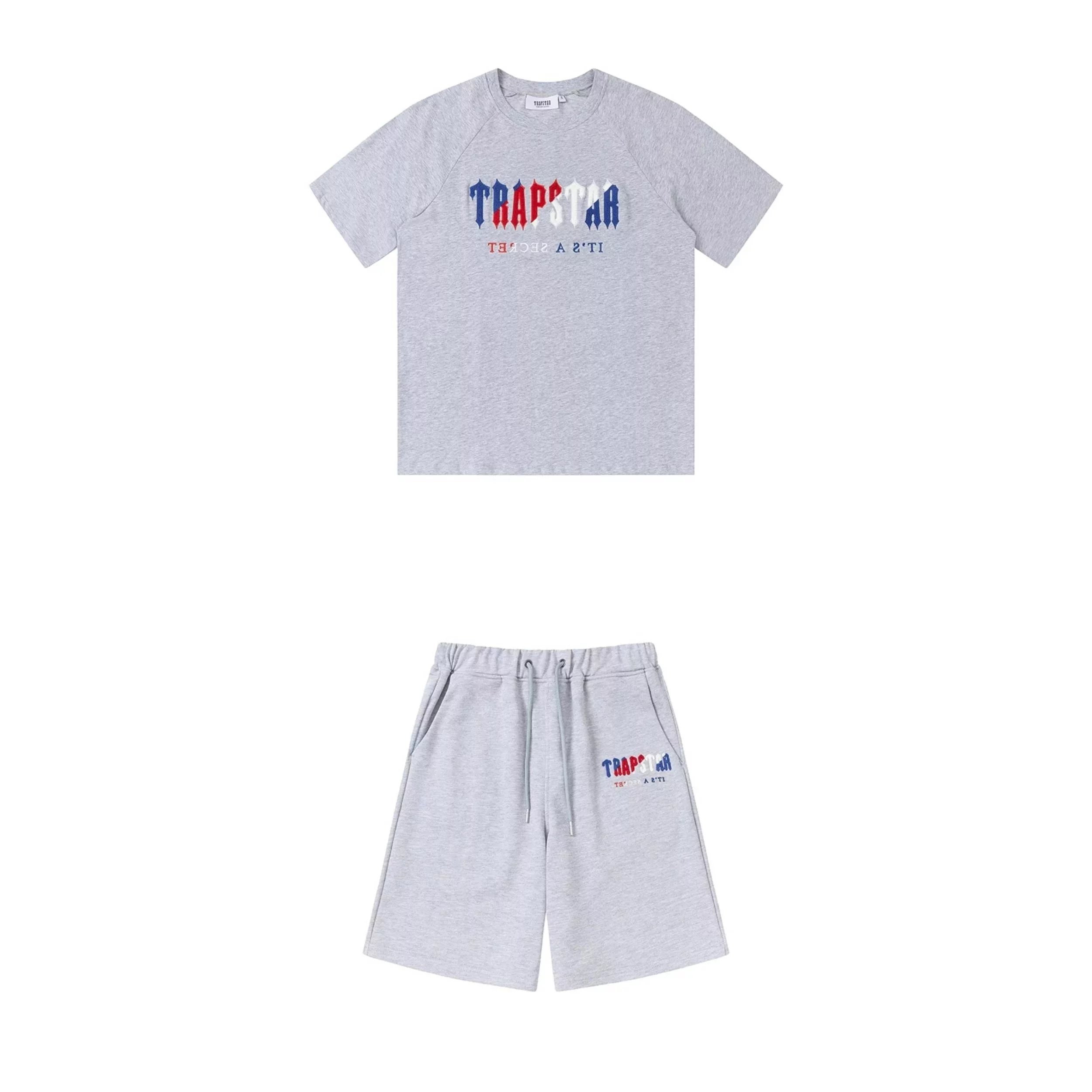Gray with blue, red, and white embroidery 002